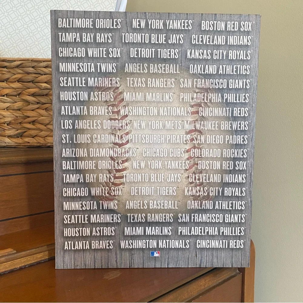 Artissimo MLB Major League Baseball Canvas Print All Teams Spell Out